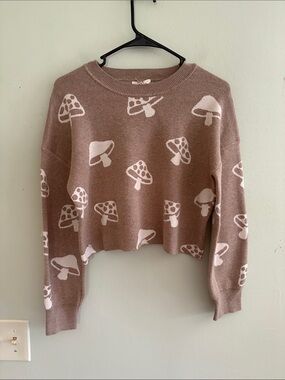 Hippie Rose Pink Taupe Mushroom Crewneck Sweater
